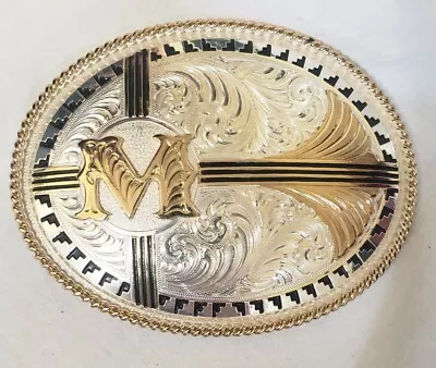 Montana Silversmiths Silver Plate Large M Belt Buckle 4  X 3  • $42.29