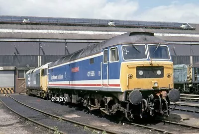 Original 35mm Slide BR Diesel Loco 47596 At Old Oak Common +rights For Use  • £3.99