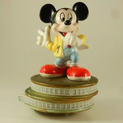 VINTAGE RARE Version Disney MICKEY MOUSE Figurine Rotates On Musical Movie Reels • $79.95