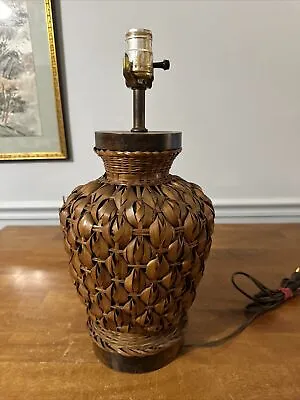 Vintage Rattan Brown Wicker Table Lamp No Shade Does Not Work  • $20.99