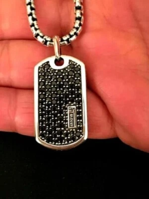 $94.34 • Buy 2Ct Black Diamond Lab Created Men Dog Tag Pendant 14k Yellow Gold Plated Silver