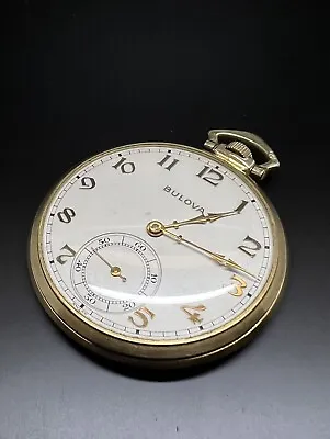 1950 Bulova 10k Rolled Gold Plated Pocket Watch 15 Jewels Keeps Perfect Time • $349.99