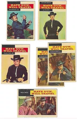 6 (1 Duplicate) Have Gun Will Travel TV Western Collector Cards From TOPPS • $2.75