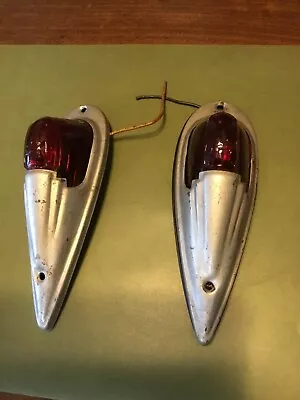 2 Vintage Red Glass Roof  Clearance Marker Lights • $52