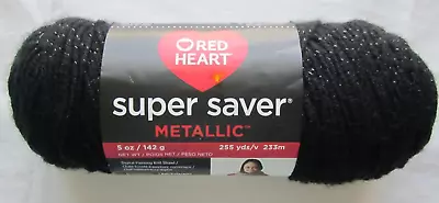 Red Heart Super Saver Metallic Yarn-Black -5 Oz.-255 Yards- 1-Skein • $7