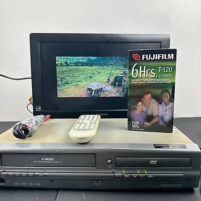 Magnavox MWD2205 DVD/VCR Combo 4-HEAD HI-FI VHS Recorder. Remote Blank VHS Cord • $59.99