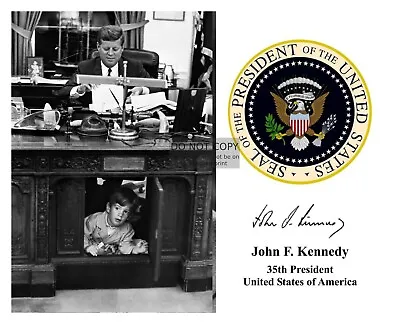 President John F. Kennedy Jfk Presidential Seal Autographed 8x10 Photograph • $8.49