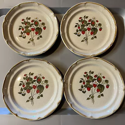 Endura Collection La Fraise Set 4 Salad Plates 7 1/2  Japan Stoneware SY 6856 • $24.50