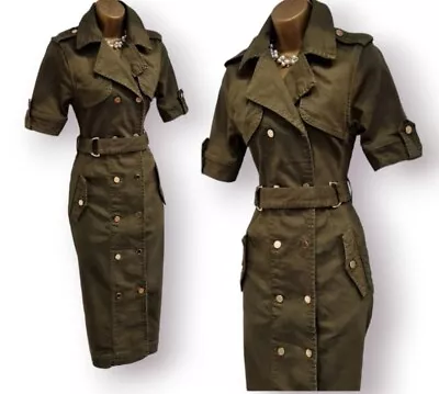 Karen Millen BNWT Khaki Military Trench Belted Safari Utility Pencil Dress UK 8 • £49.99