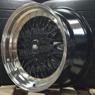 $654.55 • Buy MST MT-13 16x8 +20 5x100/114.3 BLACK MESH MACHINE LIP GOLD RIVETS SPORT 4 WHEELS