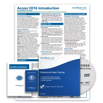 MICROSOFT ACCESS 2016 DELUXE Training Tutorial Course With Quick Reference Guide • $40