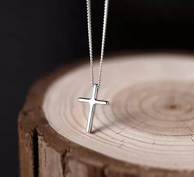 Mens Womens 925 Sterling Silver Cross Pendant Necklace • $9.95