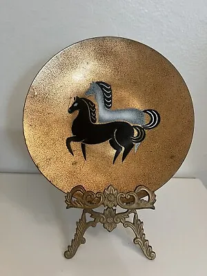 Vintage Paul Alexander Gold Enamel Coated Horse Plate Collection Display • $19.99
