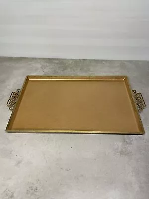 U9 Vintage Kyes Moire Glaze Gold Glaze Tray Gold Handles Mid-Century Modern • $19.99