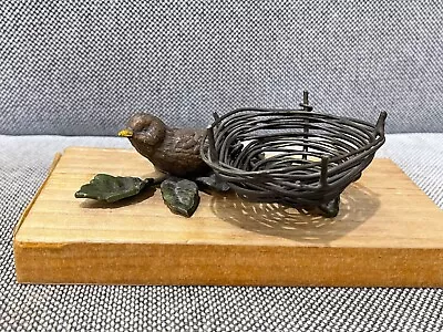 Unknown Age Painted Metal Bird & Nest Figurine / Paperweight • $75