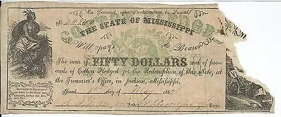 $50 1862 Mississippi Green Cotton Pledged #20846 Jackson CR15 Rarity 6 • $89