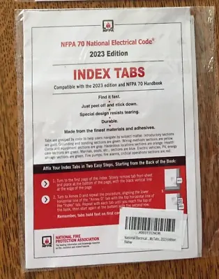 NFPA 70 2023 National Electrical Code (NEC) Or Handbook Self-Adhesive Index Tab • $14.95