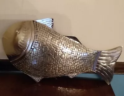 Silvertone 17x10 Fish Wall Art Hanging Sculpture Beach Ocean Nautical Home Decor • $35