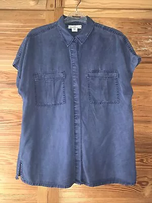 H&M HENNES LOGG Navy S/S Sleeved Blouse Top Size 14 UK • £4.29