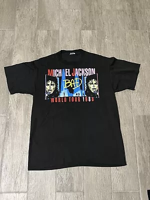 Vintage 1988 Michael Jackson Bad World Tour King Of Pop Large Shirt • $180