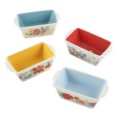 Durable Floral Medley Designs Mini Ceramic Loaf Pans (4 Pieces) • $19.97