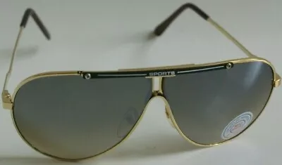 NWT True Vintage 90's Aviator Gold Frm /smoke Mirrored W/ Sport  Logo Sunglasses • $29.99