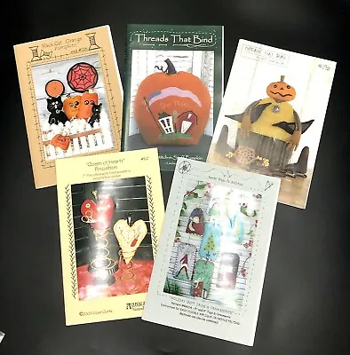 5 Halloween Pumpkin Applique Pattern Sewing Craft Pin Cushion Holiday Gift Tags  • $11.69