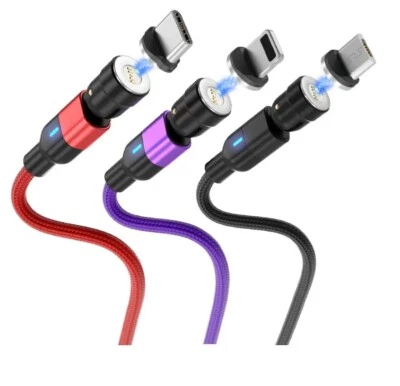 $4 • Buy 540 Magnetic Fast Charger Data Transfer Charging Cable - USB C, Micro & Apple