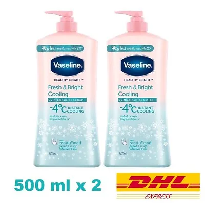 2 X Vaseline Healthy Bright Fresh & Bright -4°c Cooling UV Jelly Lotion 500 Ml • $37.94