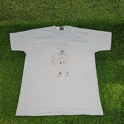 Vintage 80s Mad Shark Baseball Art Shirt L Single-Stitch Faded Jaws-vs-Kingpins • $14.99