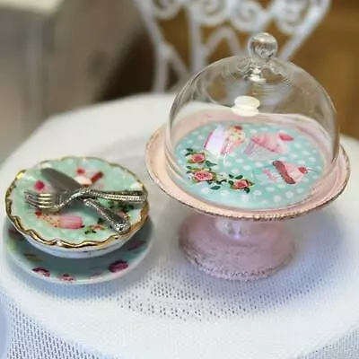 Miniature Dollhouse 1:12 Scale Cake Stand With Dome Lid - Cuc.005 • $38.99