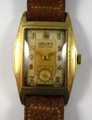 Vintage Gruen Veri-Thin 2 Tone Dial Mechanic Dress Type Wrist Watch Runs Lot.eo • $49.99