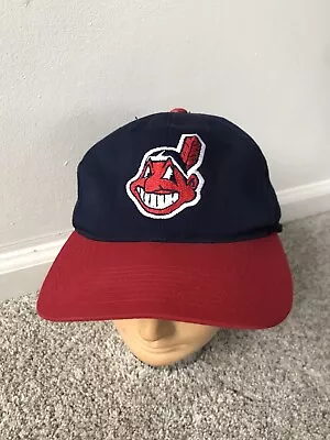 Vtg Cleveland Indians Snapback Hat G Cap 80s 90s Chief Wahoo Logo Retro MLB • $20.70