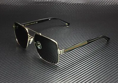 GUCCI GG0529S 001 Aviator Gold Black Crystal Grey 60 Mm Men's Sunglasses • $203.98