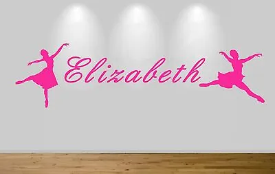 Juko Ballet Dancer Wall Sticker Personalised Name Daughter Decal Girls Mural • £6.75