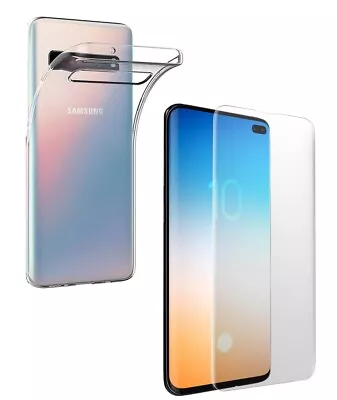 For SAMSUNG GALAXY S10 5G CLEAR CASE + TEMPERED GLASS SCREEN PROTECTOR COVER • $13.29