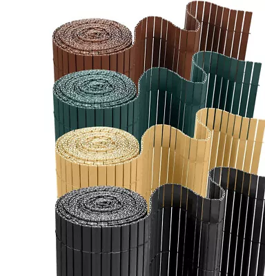 Double-Sided Garden Fence Screening Roll Bamboo PVC Screen Border Panel Privacy • £12.55