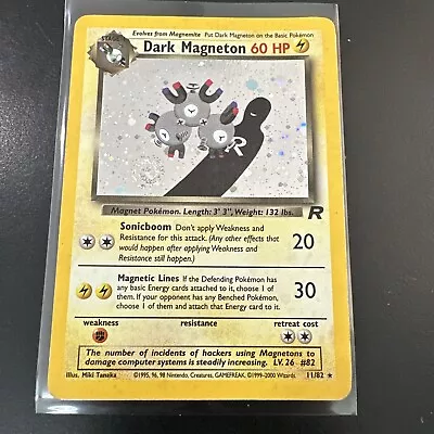 Pokémon Dark Magneton Holo 11/82 Team Rocket Beautiful Swirl Vintage Card WOTC • $17.95