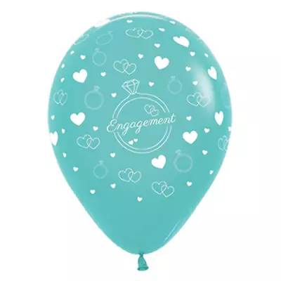 $5.99 • Buy Sempertex 30cm Engagement Diamond Rings & Hearts Fashion Aquamarine Green Latex