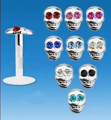 £3.20 • Buy Bioflex - Lip Stud / Monroe / Tragus - 925 Silver Push In SKULL - 6mm 8mm 10mm