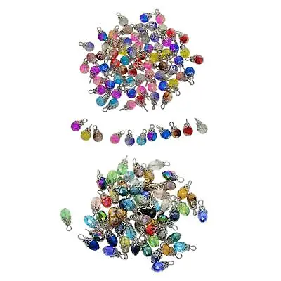 100x Glass Bead Charms Antique Floral Pendants For Jewelry Making Earrings • £9.06