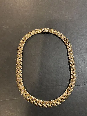 Vintage Crown TRIFARI Gold Tone Leaf Leaves Choker Collar Necklace • $29.99