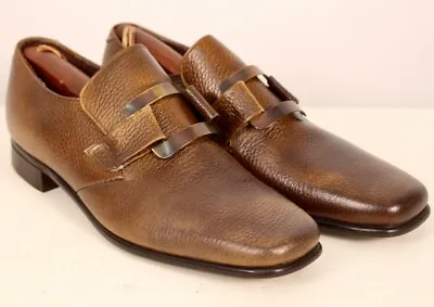 Men's VTG 70s Brown Big Buckle Shoes Sz 8.5 C 1970s Disco • $74.99