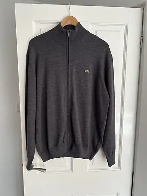 Men’s Lacoste Full Zip Grey Cardigan - Size 7 - Pit To Pit = 24   New No Tags • £45