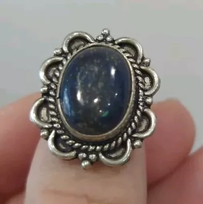 Blue Gemstone German Silver Ring  Vintage Southwest Jelly Belly  7.5 • $35.99