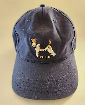 Vtg Rare Polo Sport Ralph Lauren Schnauzer Terrier Dog Hat Dk Blue Adjustable • $124