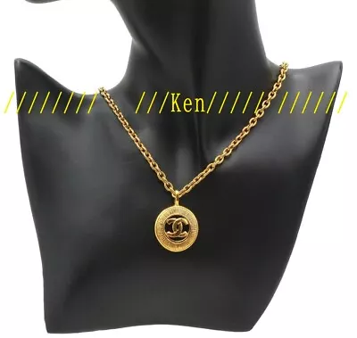 CHANEL Necklace AUTH Pendant Vintage Choker Rare Gold COCO Coin 40.5cm Medal F/S • $1358.05