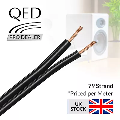 QED Profile 79 Strand Speaker Cable Home HiFi Wire Unterminated Black PER METRE • £2.10