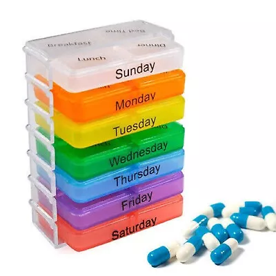 7 Day Weekly Pill Box Medicine Tablet Organizer Dispenser Container Large Case • $12.79