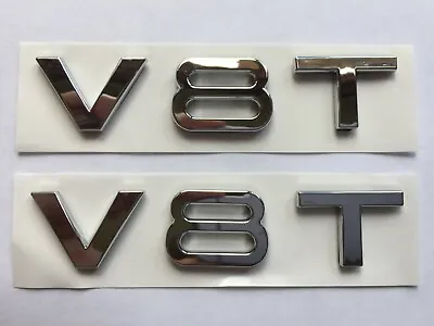 Chrome Twin Set V8t Badge For Side Wing Car Fender 3d Logo Fits Audi • $13.68